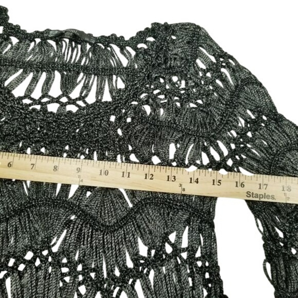 Sloni Crochet Knit Metallic Thread Bell Sleeve Top Womens XS/S Bohemian Festival - Picture 6 of 7